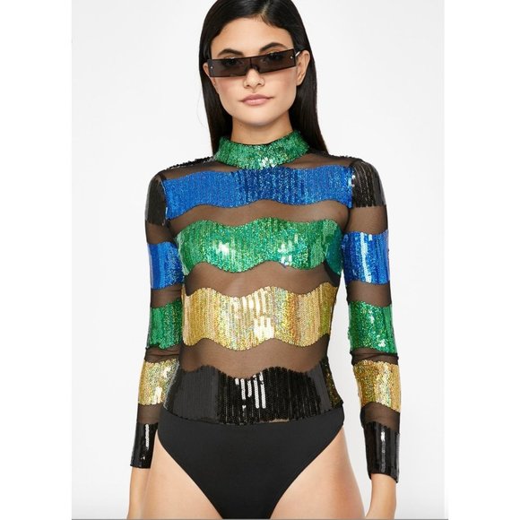 Dolls Kill Style Banjul Festival Rave Sequin Bodys - Picture 8 of 8